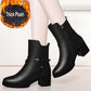 Women's Leather Boots Black Women's Autumn Winter Boots Slip on Ankle Boots for Women Bottes Femme