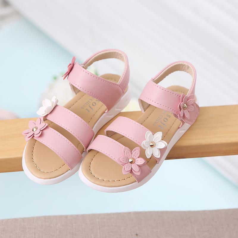 Girls Sandals Summer Children Sandals Korean Fashion Wild Flower Princess Shoes Baby Roman Shoes