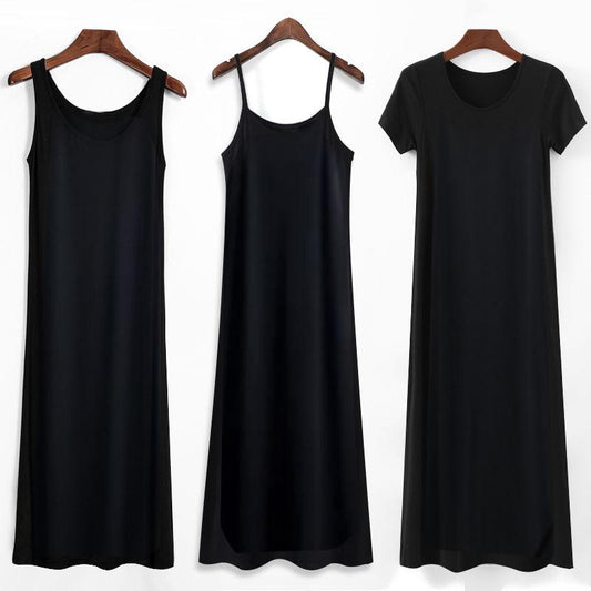 Modal Suspender Skirt Women's Summer Dress with Cotton Bottoming Black Vest Long Skirt All-match Skirt