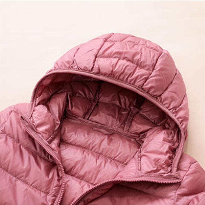 Winter Women Ultralight Thin Down Jacket White Duck Down Hooded Jackets Long Sleeve Warm Coat Parka Female Portable Outwear