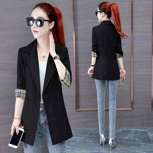 Women's Suit Jacket Spring and Autumn Single Buckle All-match Slim Slimming Jacket Suit Women's Casual Jacket Professional Wear