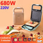 680W Frying and Grilling Machine Sandwich Making Machine Waffle Maker Kitchen Supplies with 5 Sets of Bakeware