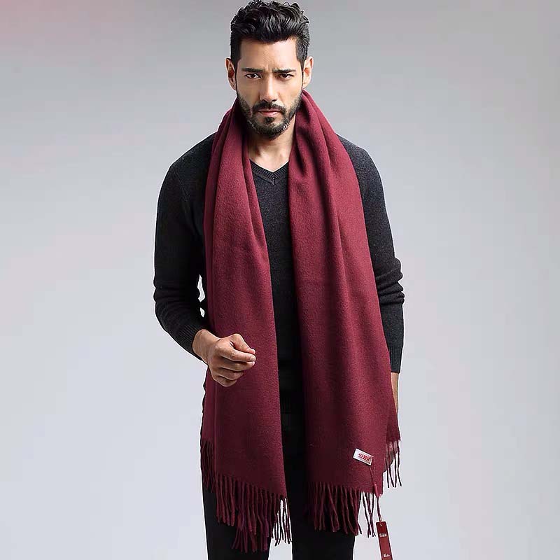 Men's Cashmere Silk Scarf Pure Color Classic Winter Scarf Stole Wraps Shawl Xmas Gift