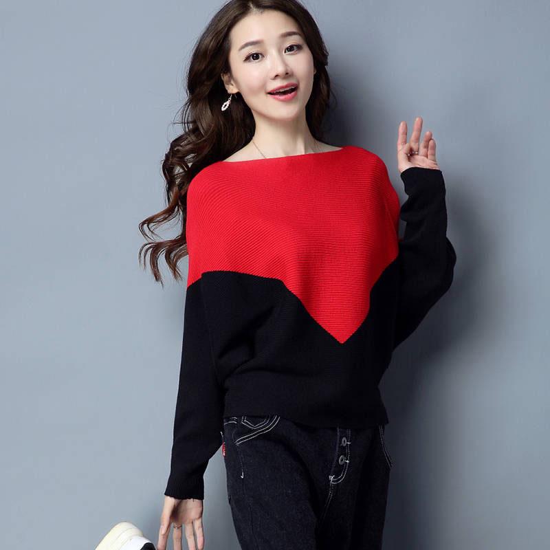 Pofulove Women Loose Sweater Pullover Knitted Batwing Sleeve Knit Pull Ladies Bat Sleeve Jumper Tops