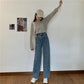 Wide Leg High Waist Hong Kong Flavor Jeans Female Korean Version Loose Spring and Autumn Retro Straight-leg Pants Trendy Thin and Wild High Trousers