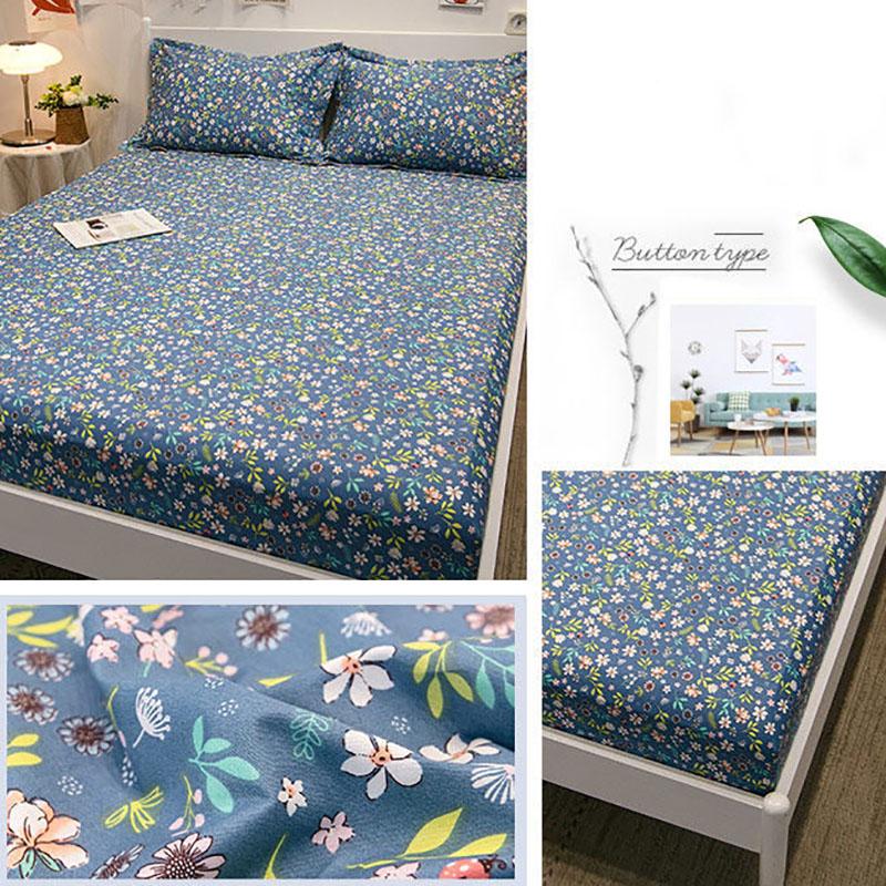 Skin-friendly Cotton Protective Cover Mattress Cover  Three-piece Non-slip Thickened Bedspread Bed Sheet Pillowcase