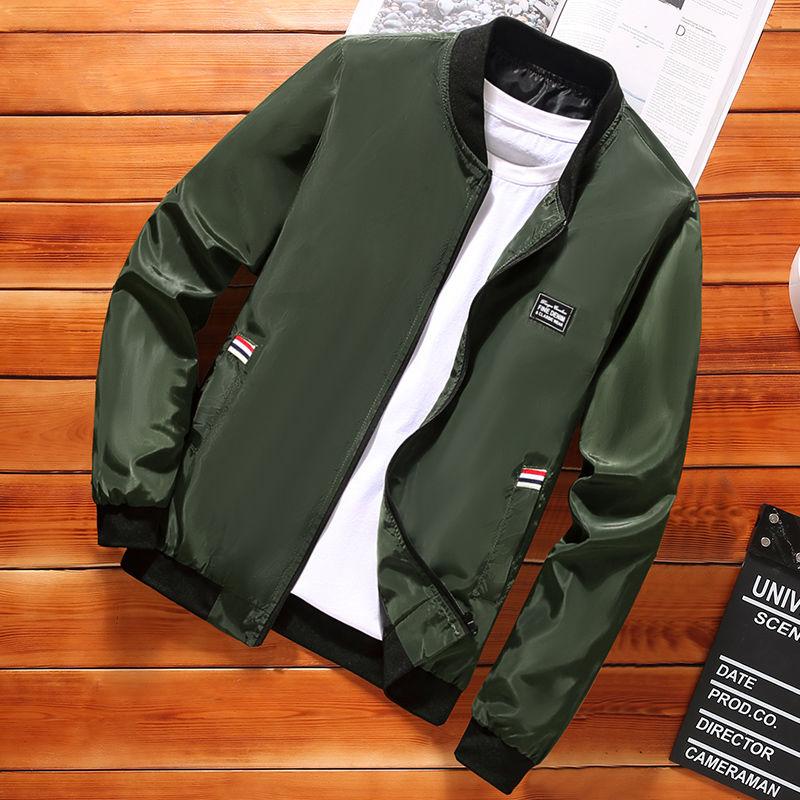 Baseball Collar Jacket Men's Loose Casual Top Thin Gown Simple Short Men's Stand Collar Long Sleeve Zipper Jacket