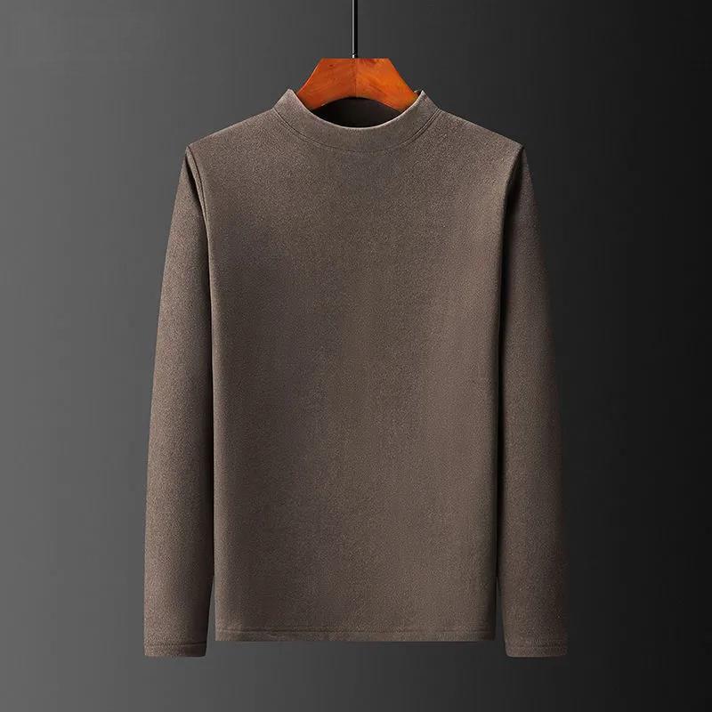 Winter Double-sided Velvet Korean Version of The Trend of Men's Half-high Collar Mid-neck T-shirt Men's Solid Color Warm Bottoming Shirt