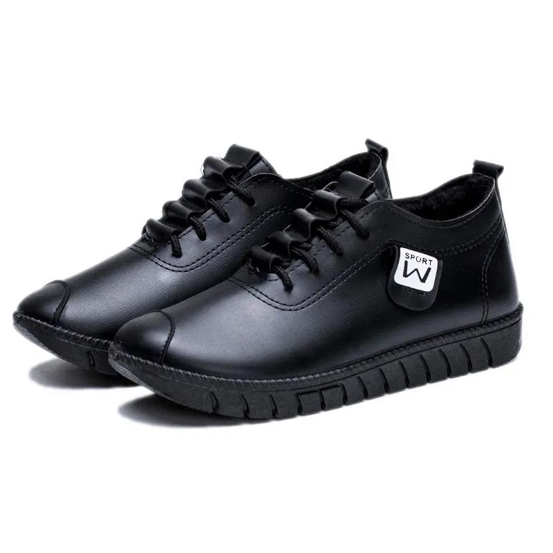 Autumn and Winter Women Fleece Cotton Shoes Casual Leather Shoes Women's Shoes All-match Mother Shoes