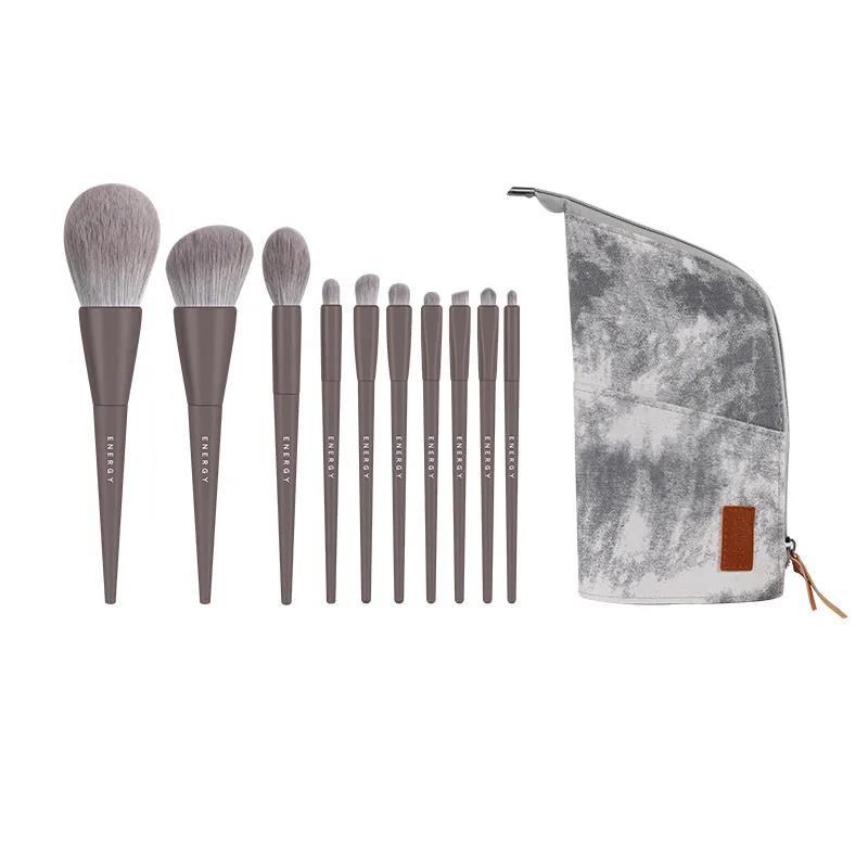10pcs Makeup Set Brush Eye Shadow Loose Powder Eyebrow Brush Foundation Blush Brush Full Set of Brushes Super Soft