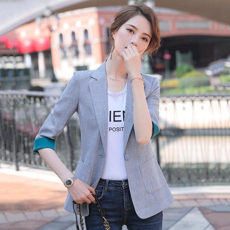 Spring Temperament Single-breasted Suit Two-piece Professional Wear Age-reducing Temperament Casual Solid Color Suit Women