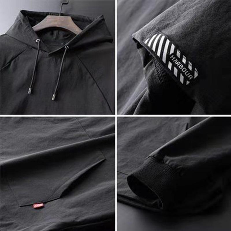 Sweater Men's Loose Hooded Fake Two-piece Autumn Boutique Long-sleeved Large Size Black Pullover Clothes