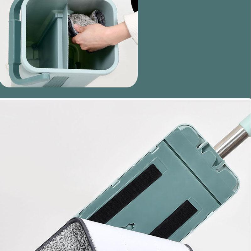 Thickened Hand-washing Mop Lazy Mopping Artifact Household Scraper Dry and Wet Separation Flat Mop with One Mop