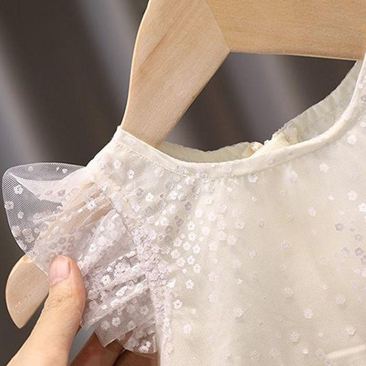 Children's Butterfly Skirt Girl Baby Polka Dot Princess Skirt Girl Summer Puffy Dress Cute White A-line Mesh Skirt