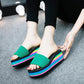 Girls Slippers Summer Thick Sole Foam Slippers Sandals Student One Word Slippers Beach Shoes Wedge Heels