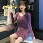 Autumn Women Knitting Skirt Solid Color Turtleneck Knit Sweater Slim Skirt Set