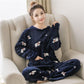 Autumn and Winter Thick Korean Flannel Ladies Pajamas Coral Fleece Loose Casual Cute Plus Size Home Service