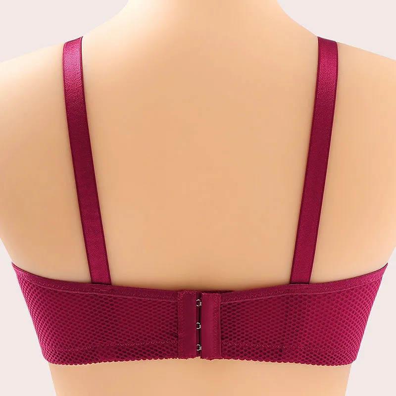Ladies Spring and Summer Lightweight Breathable Soft No Steel Ring Moderate Support Bra Jacquard Gather Sleeping Gather Bra