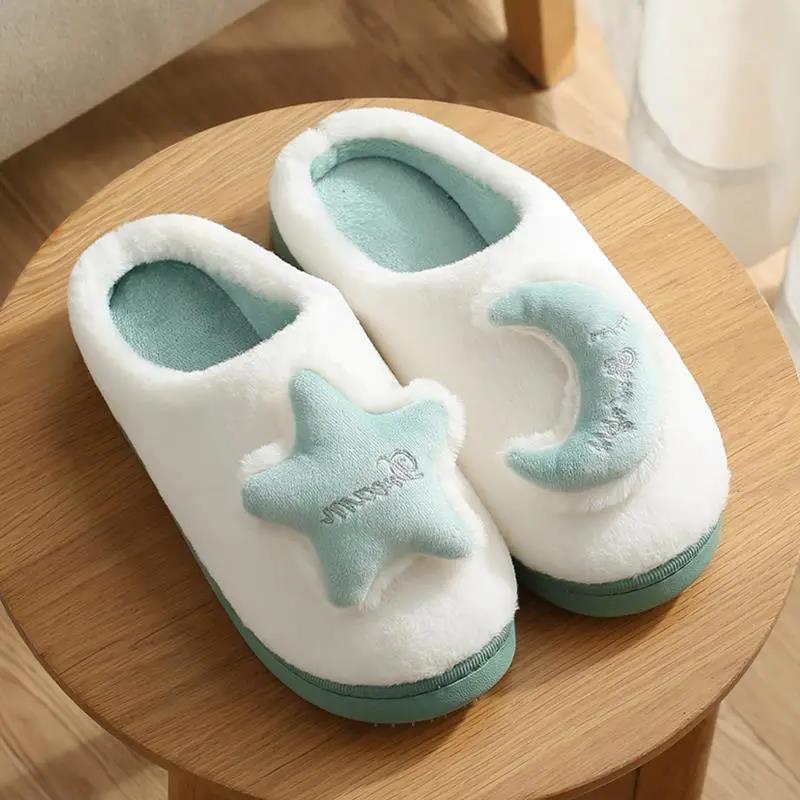 Cotton Slippers for Men and Women In Autumn and Winter Couples Indoor Non-slip Thick-soled Warm Half-heeled Slippers