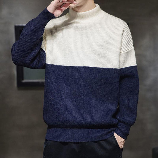 Autumn and Winter Sweater Trend Knit Sweater Round Neck Men's Thick Solid Color Base Shirt