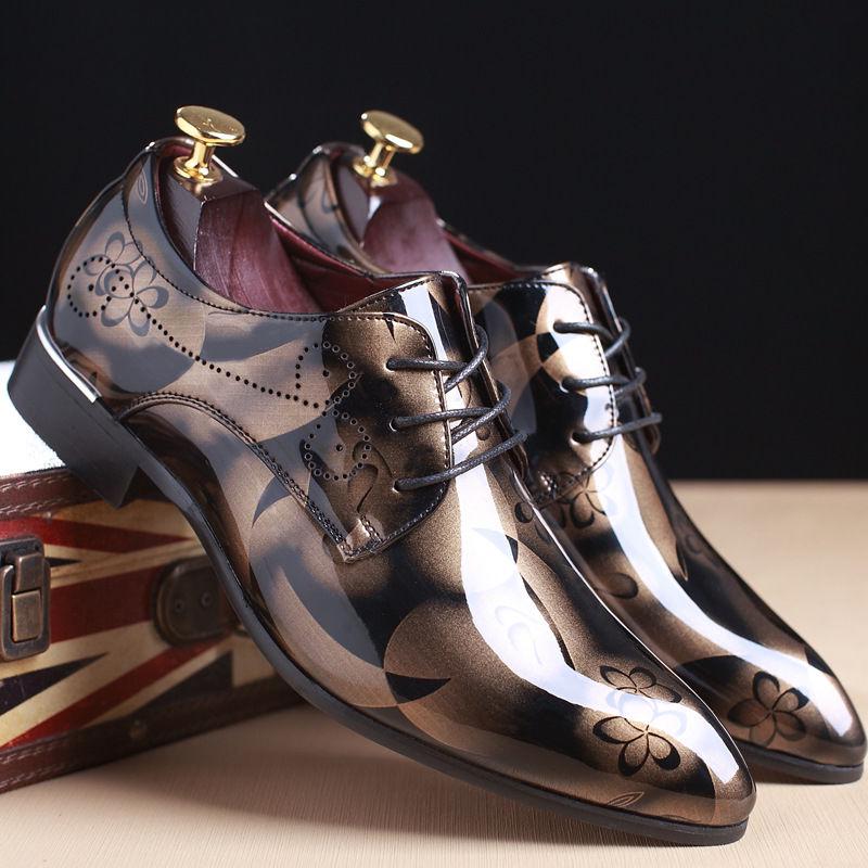 Men Formal Shoes Men Dress Shoes Floral Pattern Leather Oxfords  Groom Wedding Shoes Men Oxfords