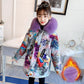 Kids Printed Fur Parkas for  Girls Winter Thick Warm Hooded Faux Fur Coat Unisex  Parka Jacket with Faux Fur Collar Outwear