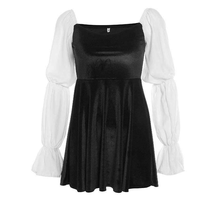 Women's Dress Autumn Korean Fleece Stitching Princess Skirt Ins Tide Clothing Ladies Girls Dress