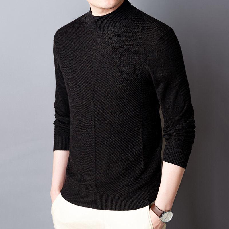 Men's Long-sleeved Knitted Sweater Plus Size Autumn and Winter Warm and Cold Round Neck Bottoming Sweater