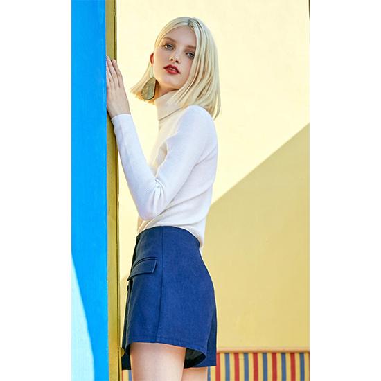 Women Slim Long Sleeve Knitwear Turtleneck Bottoming Sweater Simple Color Pullover Jumper