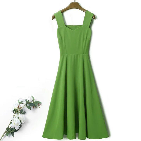 Fruit Green Dress Waist and Thin Fashionable and Versatile Retro Sling Multi-color Optional