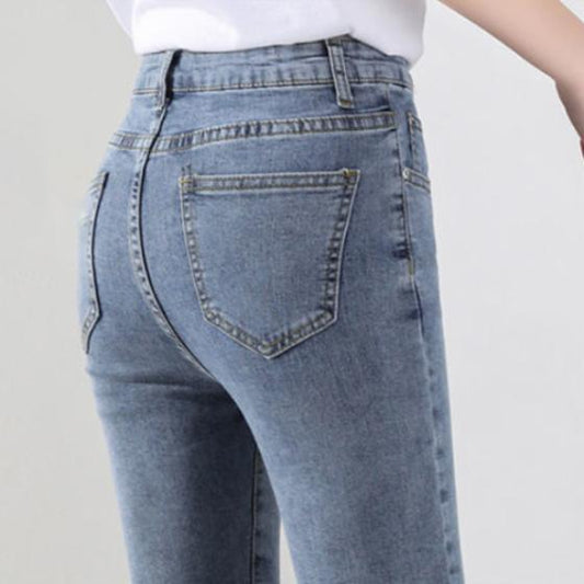 Denim Shorts Women's Spring and Summer High Waist Slim Five-point Pants Black Straight Leg Pants Tight Riding Pants