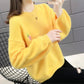 Winter Women Sweater Half Turtleneck  Pullover Loose Jumper Lantern Sleeve Knit Tops
