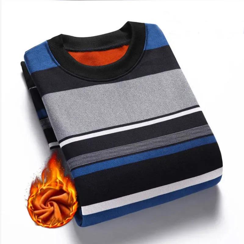 WTEMPO Thermal Pullover Cashmere Padded Shirt Round Neck Shirt Soft and Comfortable Pullover for Men