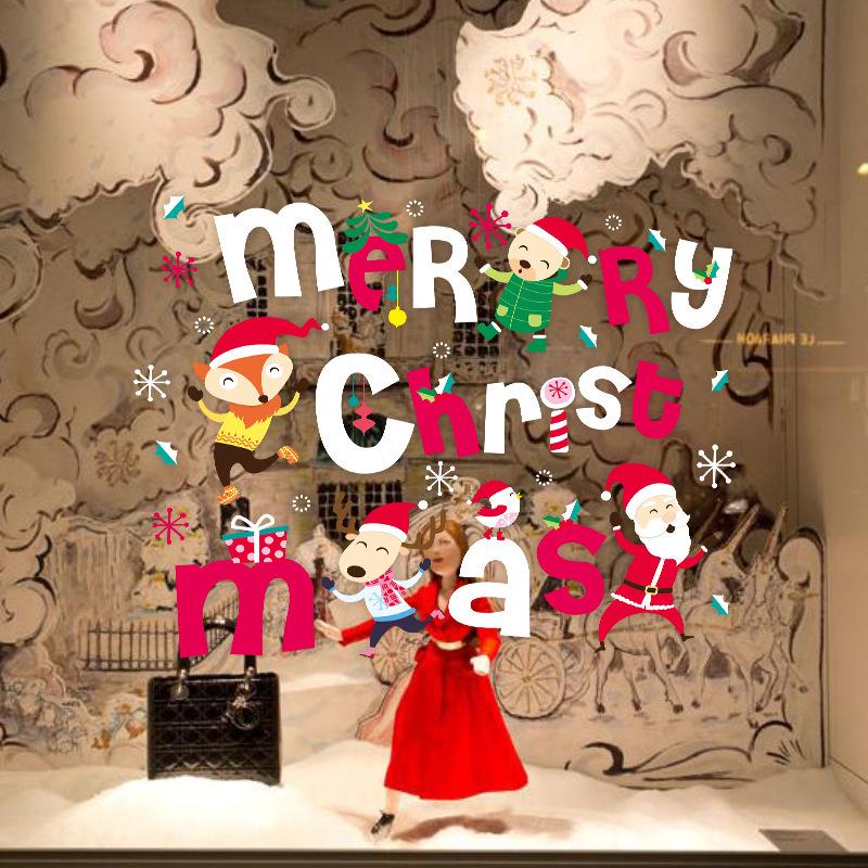 Christmas Santa Claus window glass shop decoration wall stickers