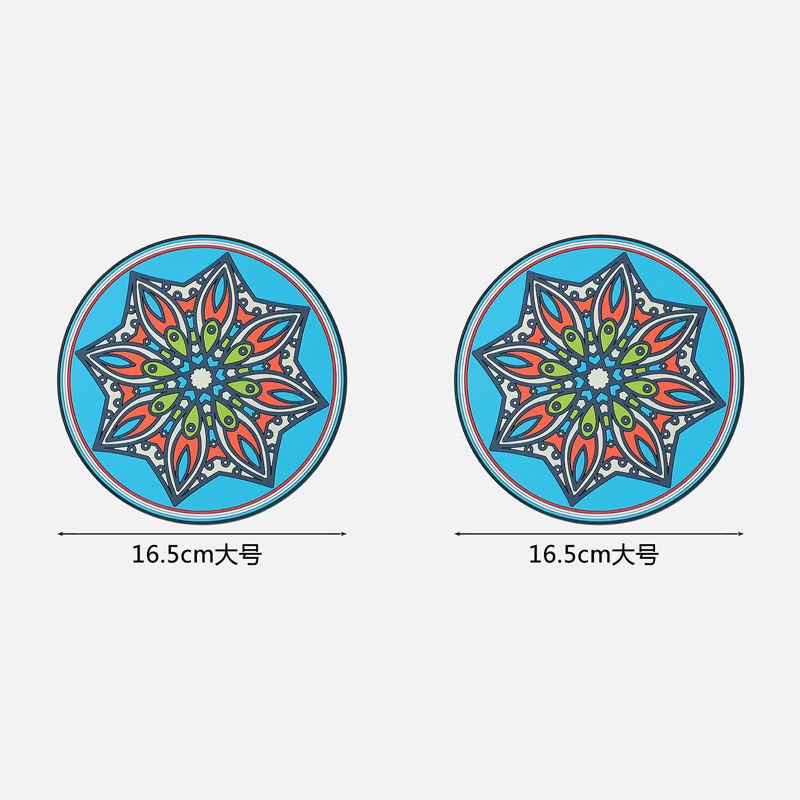 1/2/4pcs Mandala Pattern Creative Silicone Coaster Household Anti-scalding Mat Coffee Drink Coaster