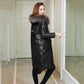 Women's Solid Color Embroidered Down Jacket Mid-length Korean Style Loose Thick Coat Warm Cotton Coat Large Fur Collar Winter Quilted Jacket