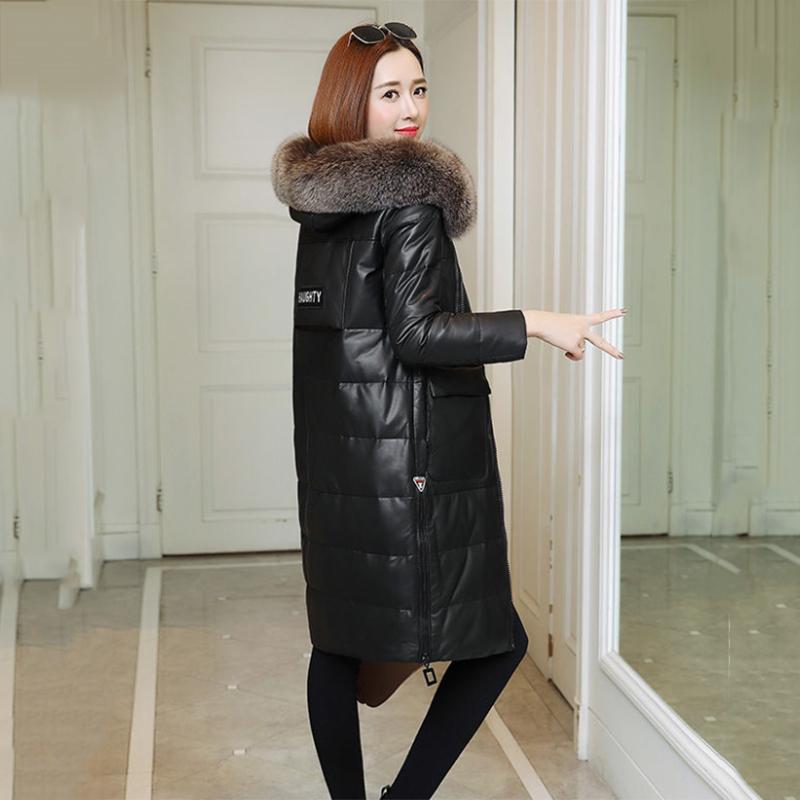 Women's Solid Color Embroidered Down Jacket Mid-length Korean Style Loose Thick Coat Warm Cotton Coat Large Fur Collar Winter Quilted Jacket