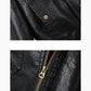Retro plus velvet military uniform men's leather bomber leather jacket Slim stand-up collar PU casual plus size motorcycle suit