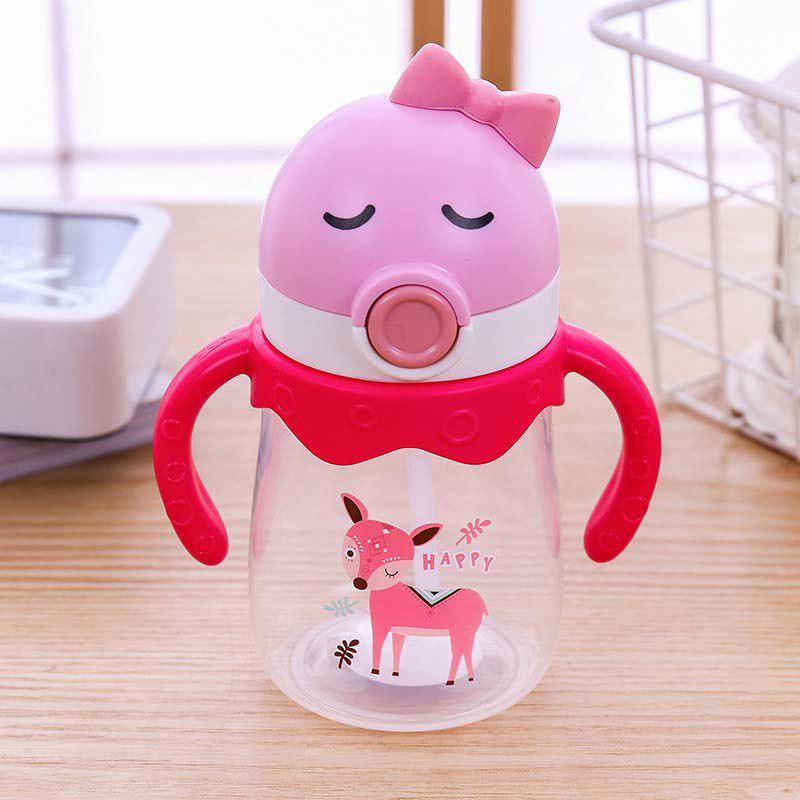 Wtempo Baby Water Feeding Bottle Cute Girl Boy Mini Milk Cup With Handles Baby Straw Cup Children Dr