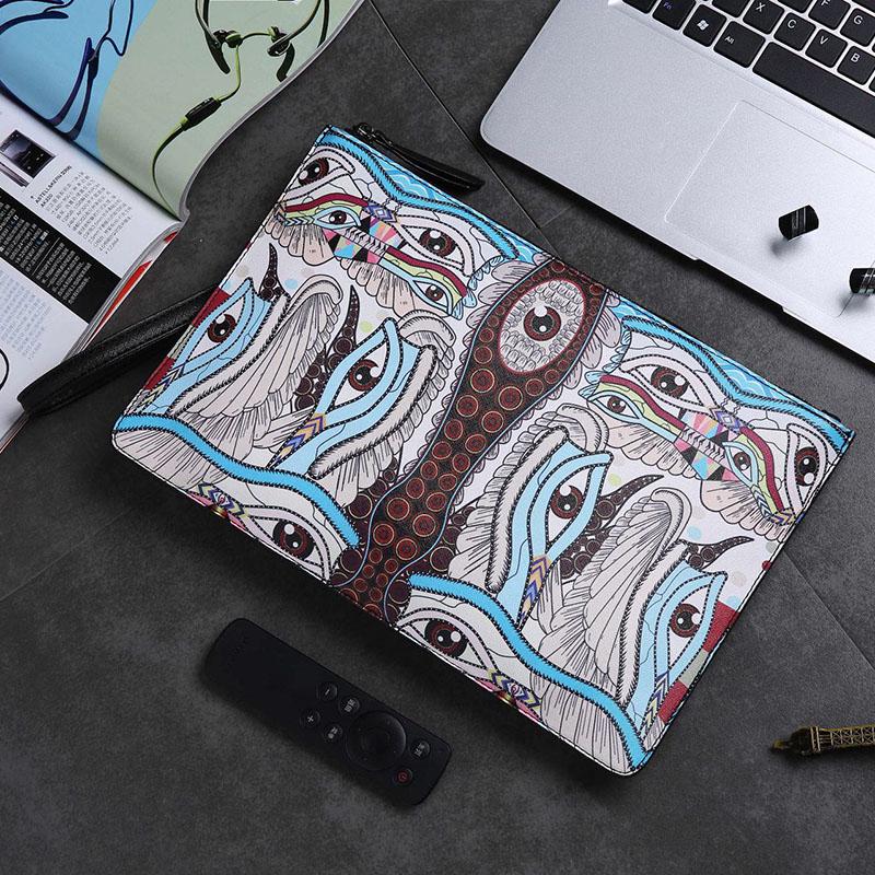 Business Briefcase Men Personality PU Leather Zipper Waterproof Handbag Ipad Bags Clutch Bag