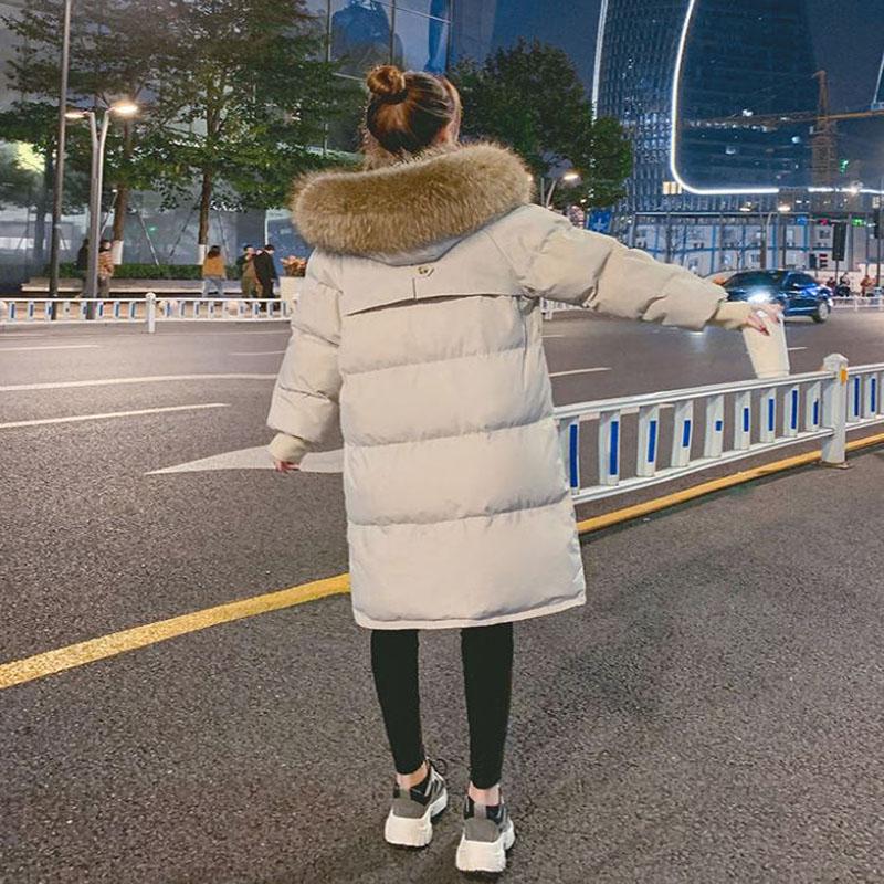 Down Jacket Winter Korean Fashion Big Fur Collar Mid-length Hooded Thick Warm Large Size Jacket Suitable for Women