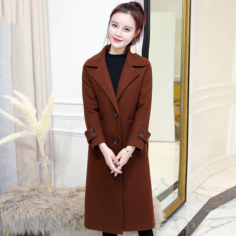 Women Winter Autumn Single Breasted Coat Long Trench Coats Outerwear Casual Wool Overcoat Ladies