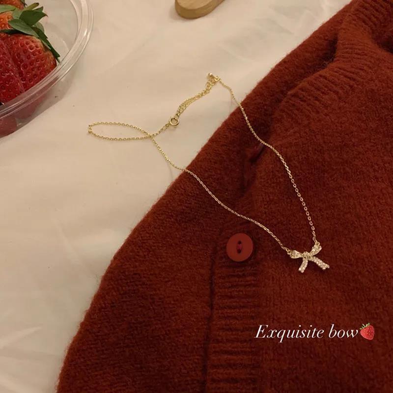 Multiple Types Necklace Butterfly Love Water Drop Pendant  Female Light Luxury Niche Design Style Clavicle Chain Golden Colour