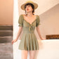 One-piece Skirt Thin Belly-covering Small Breasts Gathered Girls Swimsuit Women's A-line Waist Sweet Sexy Ladies Skirt Swimsuit