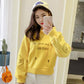 Thickened Hooded Character Tops for Women Spring and Autumn All-match Loose Long-sleeved Tops