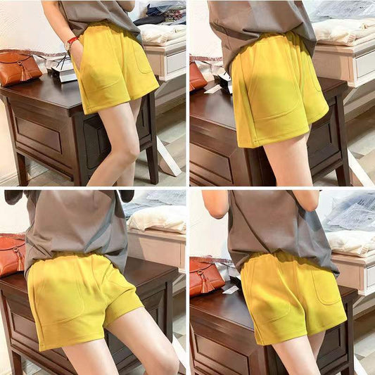 Women's Casual Shorts Summer Loose Elastic Waist Solid Color Thin Wide Leg Pants High Waist Casual All-match Shorts