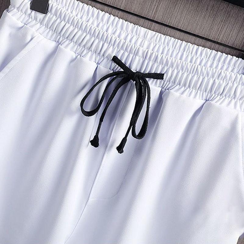 Summer Short-sleeved T-shirt Suit Men's Trend Personality Leisure Ins Tide Brand Half-sleeved Ice Silk T-shirt Two-piece Men's