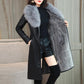 Winter Women's Coat Keep Warm with Fur Fox Collars Slim Female Leather Jacket  Plus Size Overcoat