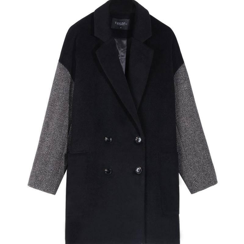 Wool Coat Women Single Breasted Wool Jacket Long Winter Jackets Black Coats Outerwear Lady Overcoat