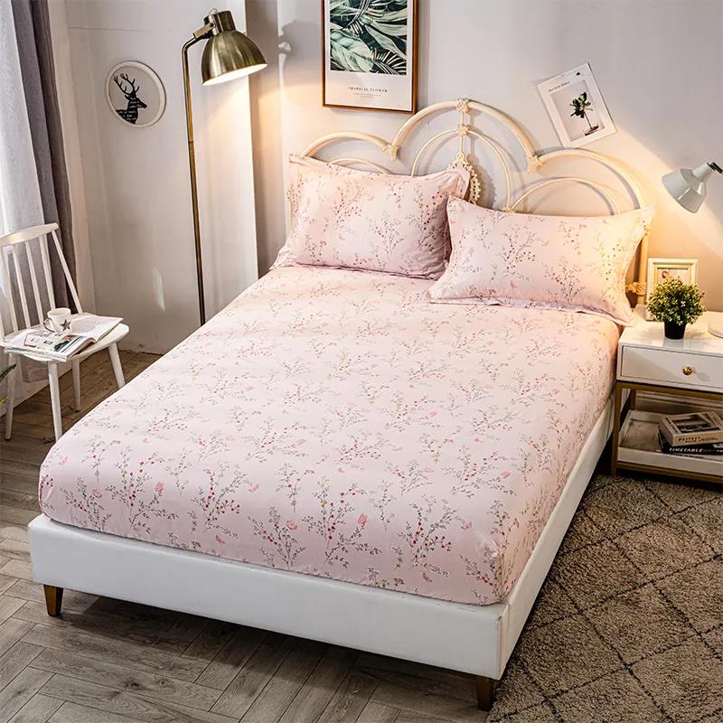 100% Cotton One-piece Bed Sheet Mattress Protector Cotton Thick Printed Bedspread